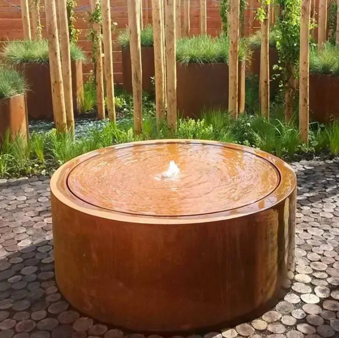 Фонтан «Водяний стіл», сталь CorTen, Ø100 см
