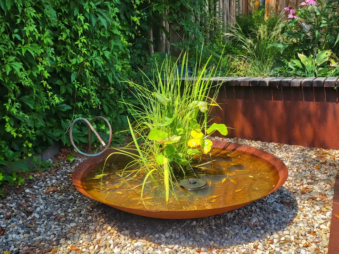 Декоративна ємність для води «Водяна чаша», сталь CorTen, Ø80 см